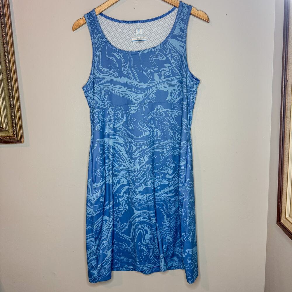 Columbia PFG Blue Swirl Print Tank Dress Omni-Freeze Sun Protection Size M